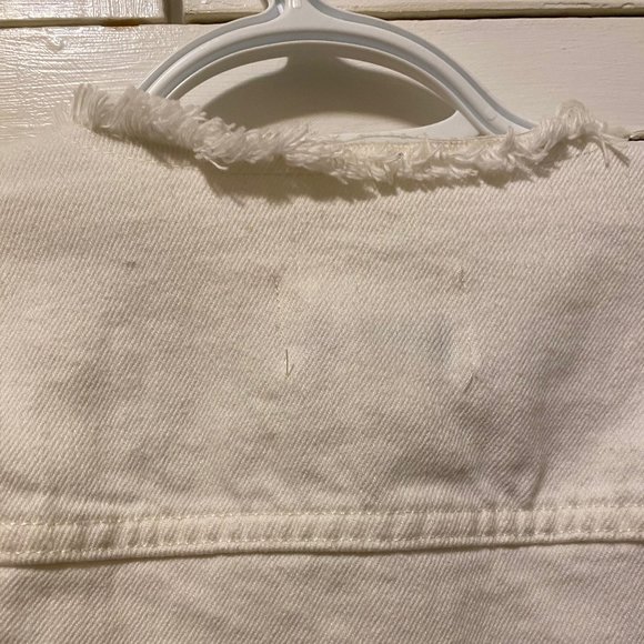 Club Monaco White Denim Frayed Jacket - Picture 9 of 12